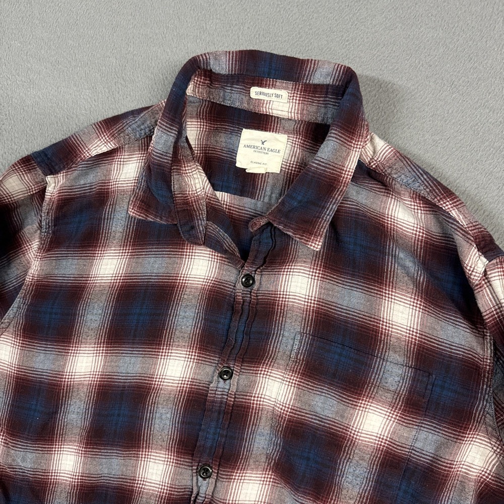 American Eagle Shirt Mens XL Multicolor Plaid Classic Fit Seriously Soft Flannel